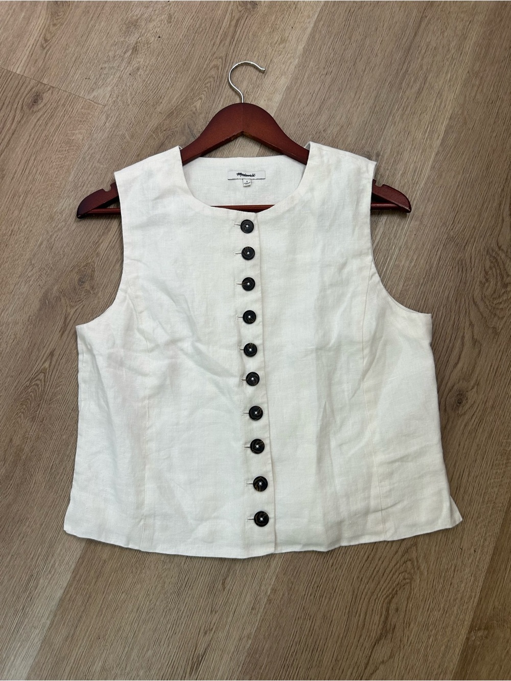 NWT Madewell 100% Button Front Linen Shell Top in Ivory Linen